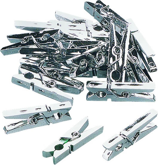 Mini kolíčky 2,5 cm - stříbrné 20 ks