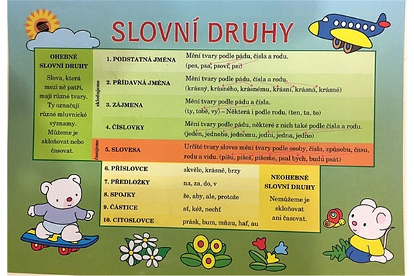 Český jazyk slovní druhy - Pomůcka pro školáky