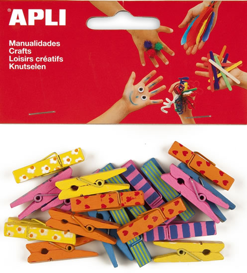 APLI dřevěné kolíčky 35 x 7 mm - mix barev 20 ks