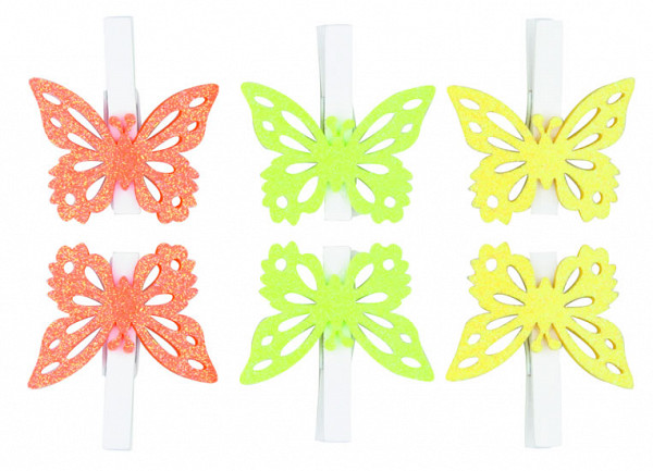 Kolíčky 5cm s motýlky - mix barev 6ks
