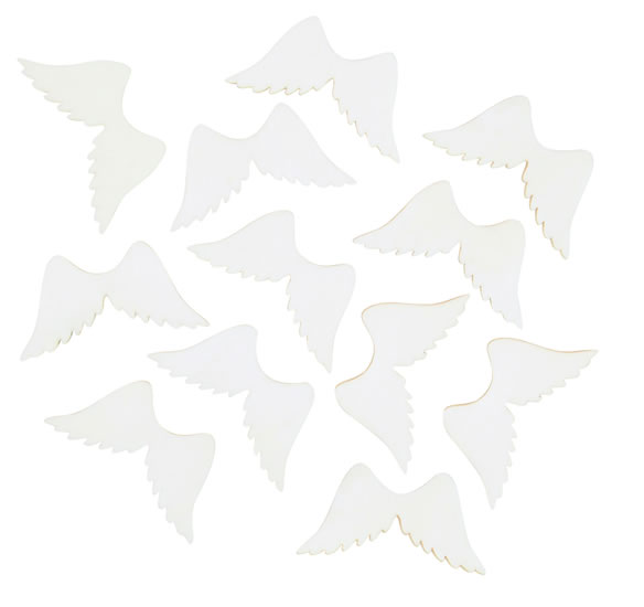 Dřevěná andělská křídla 4cm - přírodní 12ks