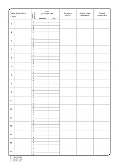 Kniha denních odvodů tržeb, A4, 100 listů