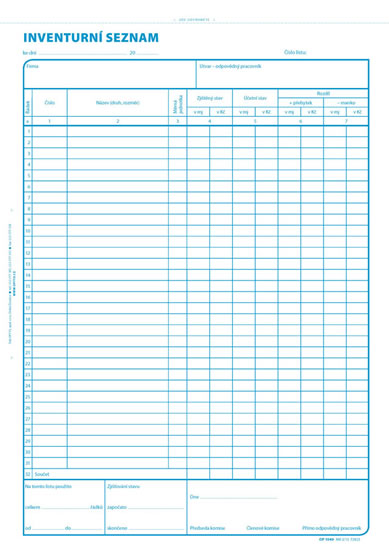 Inventurní seznam, A4, 100 listů