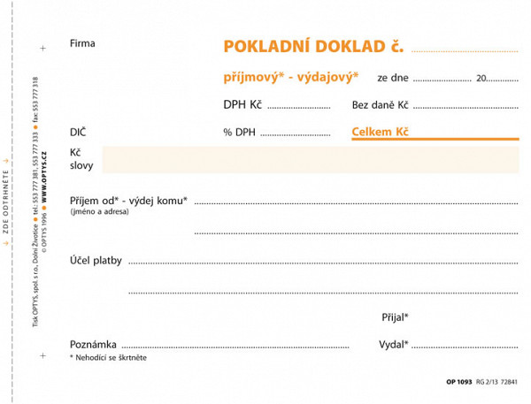 Univerzální pokladní doklad, A6, 100 listů, NCR