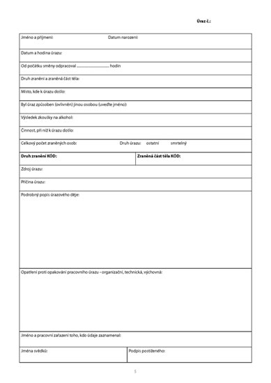 Kniha úrazů, A4, 12 listů