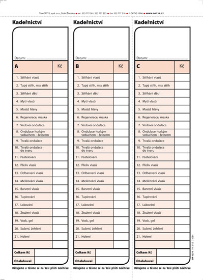 Kadeřnický blok, karbon, A5, 100 listů