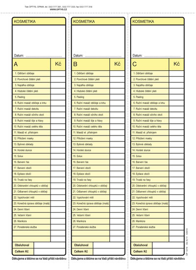 Kosmetický blok, karbon, A5, 100 listů