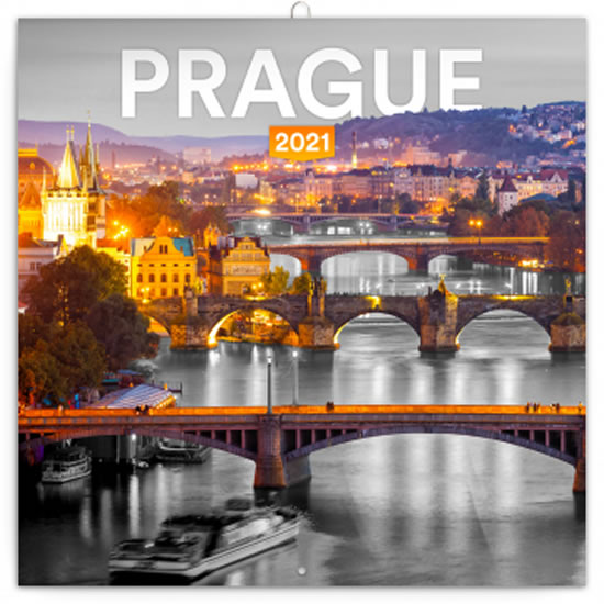 Kalendář 2021 poznámkový: Praha černobílá, 30 × 30 cm