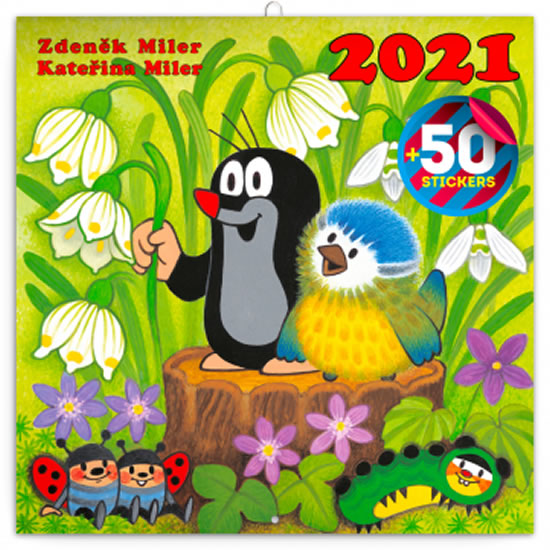 Kalendář 2021 poznámkový: Krteček, s 50 samolepkami, 30 × 30 cm