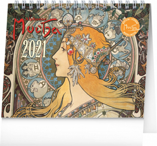 Kalendář 2021 stolní: Alfons Mucha, 16,5 × 13 cm