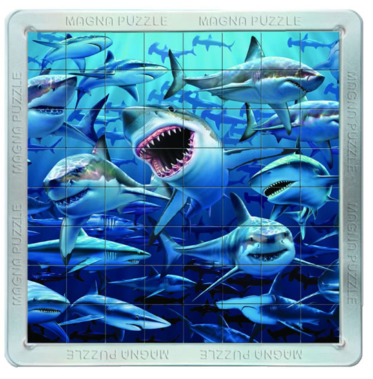 Magnetické 3D puzzle Žraloci 64 dílků