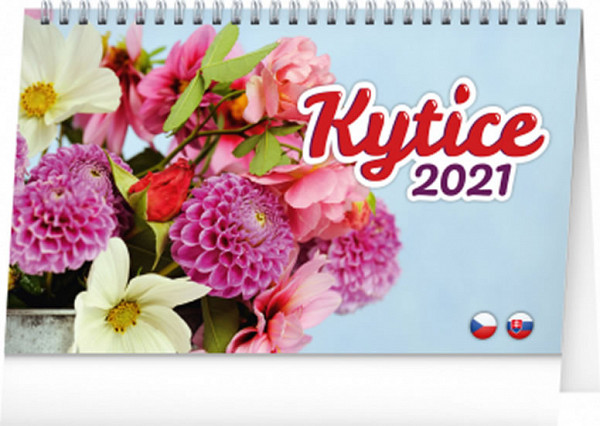 Kalendář 2021 stolní: Kytice CZ/SK, 23,1 × 14,5 cm