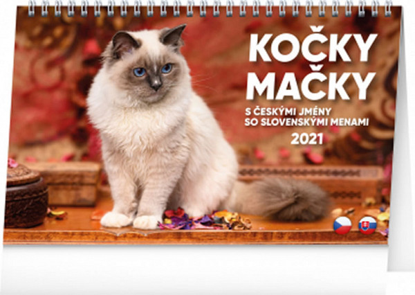 Kalendář 2021 stolní: Kočky – Mačky CZ/SK, 23,1 × 14,5 cm