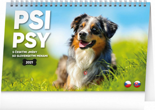 Kalendář 2021 stolní: Psi – Psy CZ/SK, 23,1 × 14,5 cm