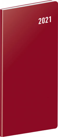 Diář 2021: Vínový - kapesní, měsíční 8 × 18 cm