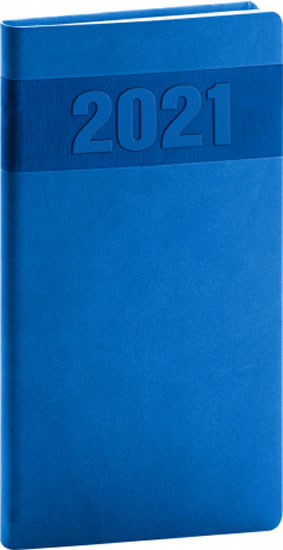 Diář 2021: Aprint - modrý - kapesní, 9 × 15,5 cm