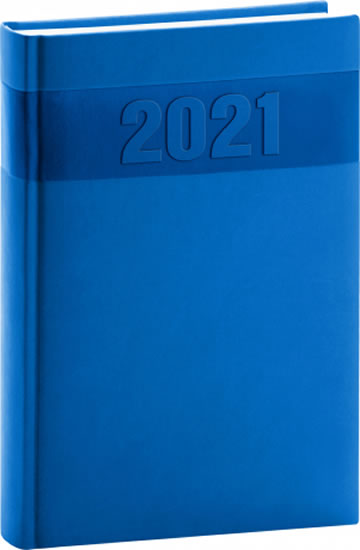 Diář 2021: Aprint - modrý - denní, 15 × 21 cm