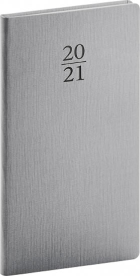 Diář 2021: Capys - stříbrný - kapesní, 9 × 15,5 cm