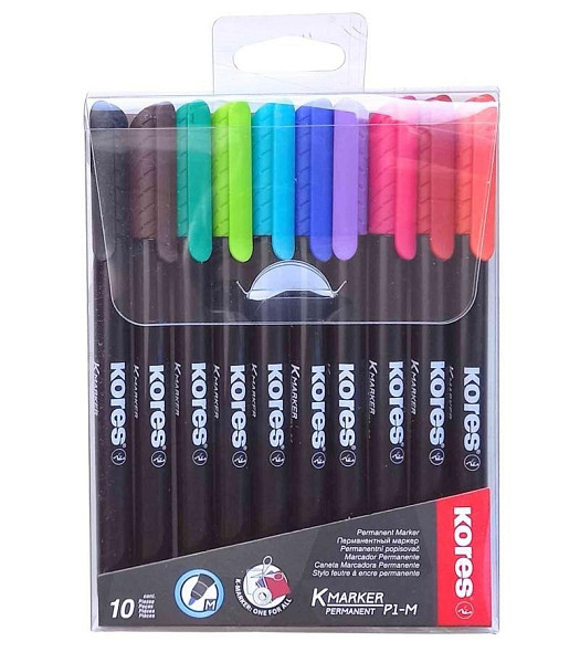 Kores K-MARKER Permanentní popisovač, tenký hrot M, 10 ks sada