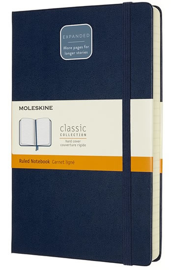 Moleskine Zápisník Expanded modrý L, linkovaný, tvrdý
