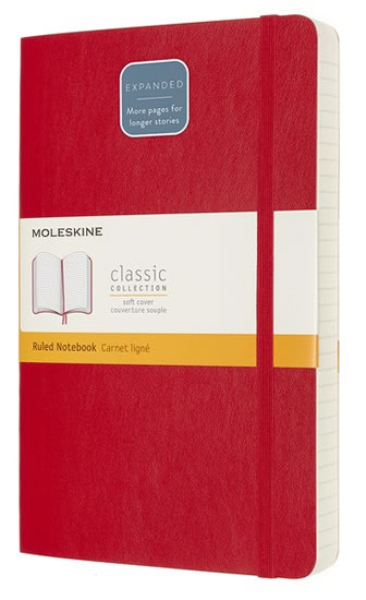 Moleskine Zápisník Expanded červený L, linkovaný, měkký