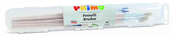 PRIMO Sada štětců v krabičce 10ks (kulaté č.2,3,4,6,8 a ploché č.0,2,4,6,8)