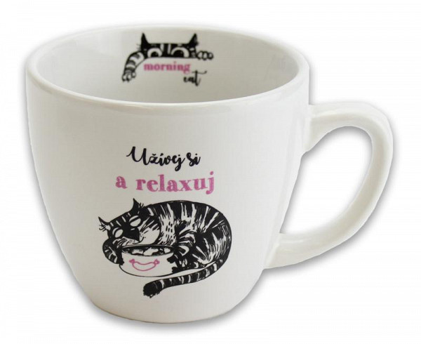 Hrnek Kočka s miskou - Hrnky Morning Cat