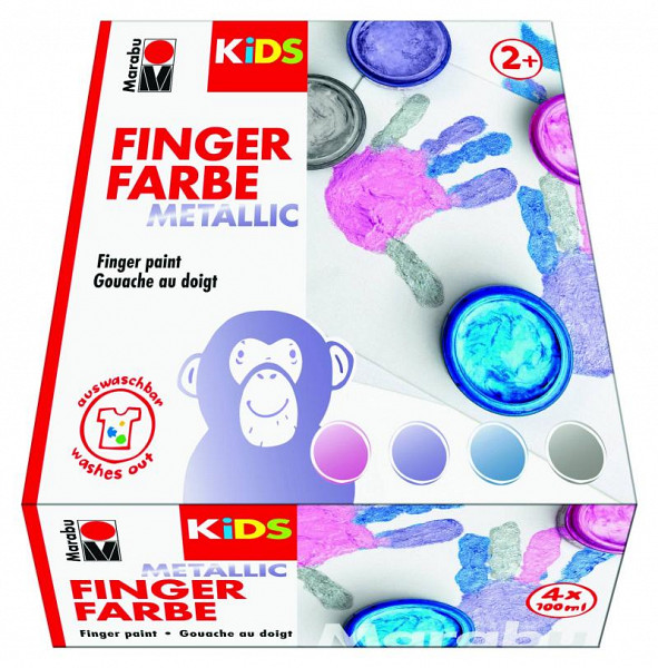Marabu prstové barvy metalické 4 x 100 ml