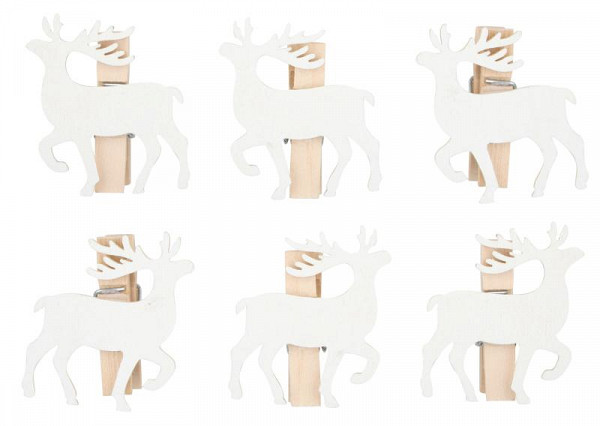 Jelen dřevěný na kolíčku 4 cm (6 ks)