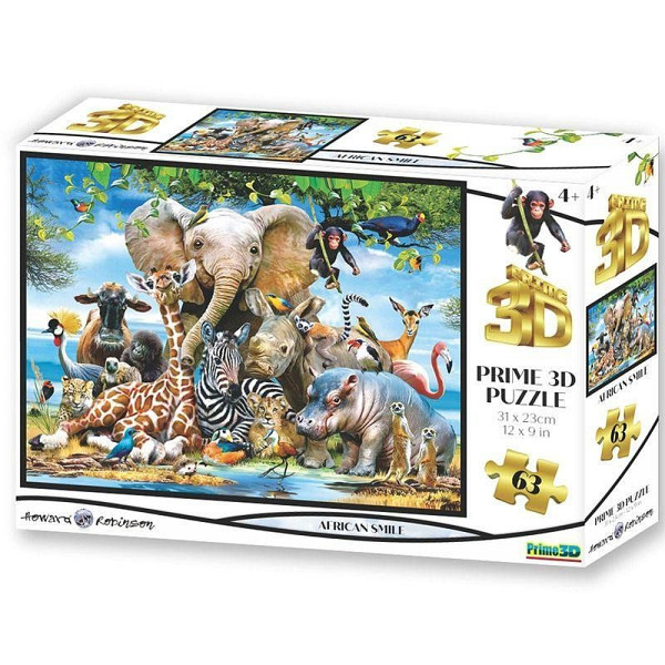 Puzzle 3D - Afrika úsměv 63 dílků