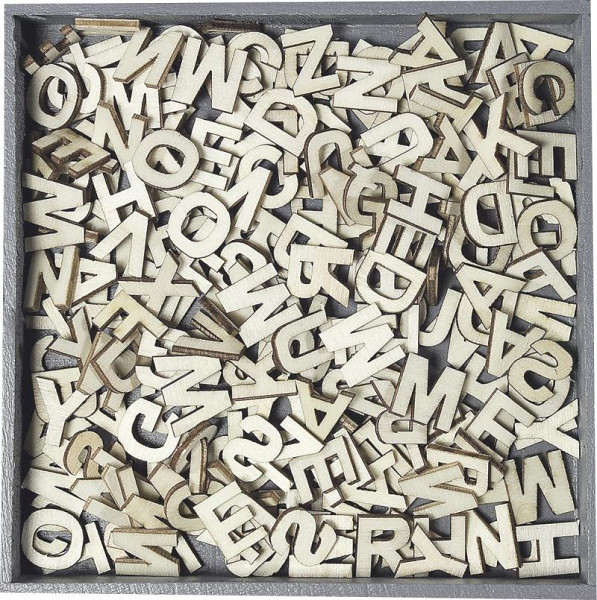 HEYDA Sada dřevěných dekorací v krabičce - písmena