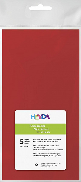 HEYDA Hedvábný papír 50 x 70 cm - červený 5 ks