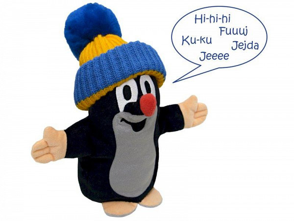 Krtek maňásek mluvící,modrý kulich