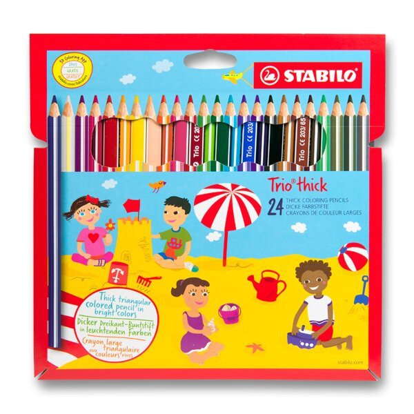 Pastelky STABILO Trio silné, sada 24 ks v pouzdru