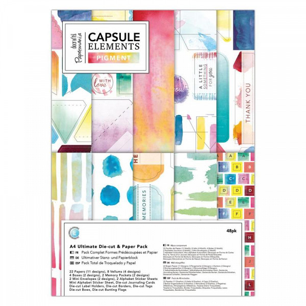 Docrafts Sada papírů, krabiček, pregamenů - Elements Pigment 48 ks