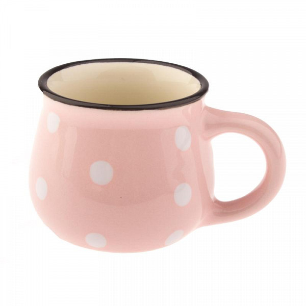 Hrnek keramický s puntíky - růžový 75 ml