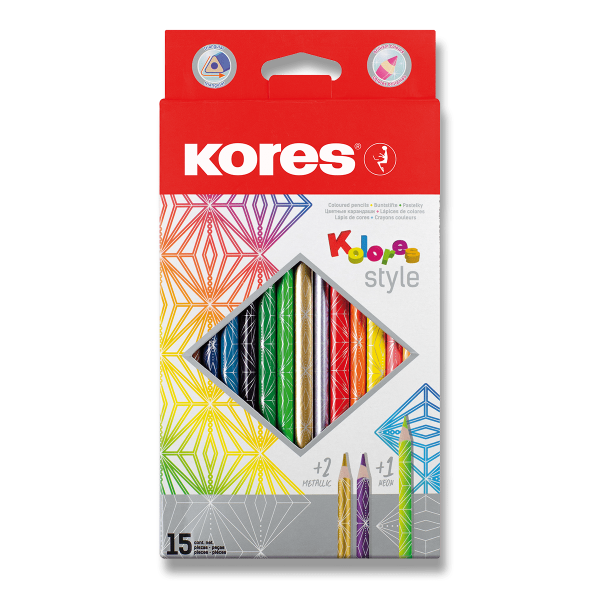 Kores Style trojhranné pastelky 15 barev