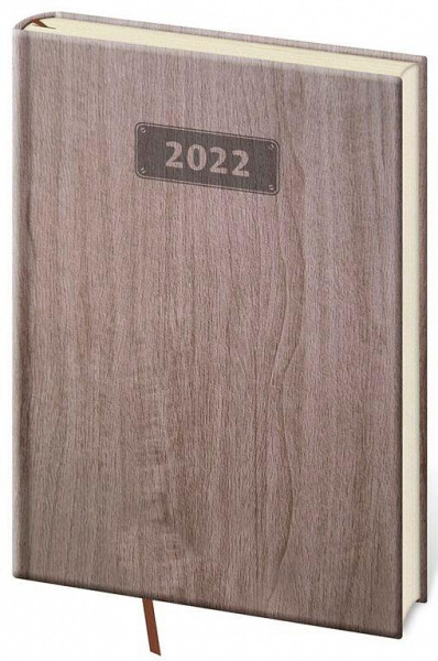 Diář 2022 Wood - Tmavě hnědý, týdenní, A5
