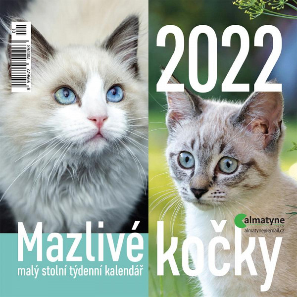 Kalendář 2022 Mazlivé kočky - stolní týdenní 14,3 x 14 cm