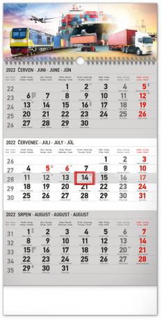 Kalendář 2022 nástěnný:  3měsíční Spedice šedý – s českými jmény, 29,5 × 43 cm