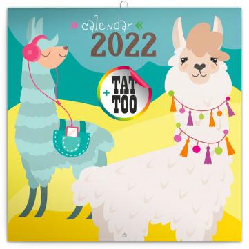 Kalendář 2022 poznámkový: Šťastné lamy, 30 × 30 cm