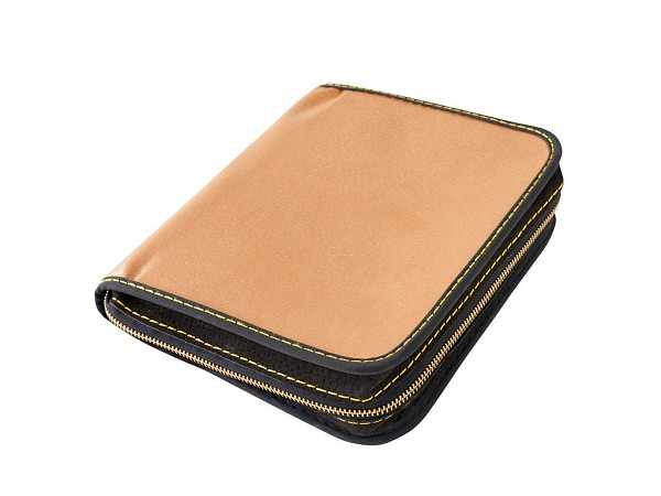 Kožený obal na knihu se zipem - kůže ořechová