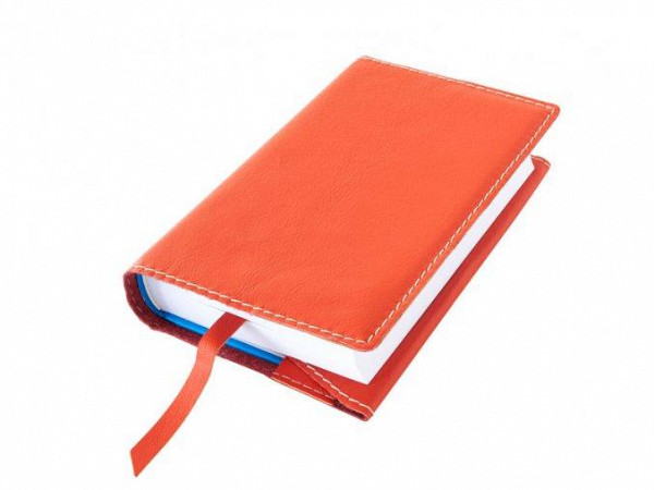 Variabilní kožený obal na knihu se záložkou - kůže cihlová