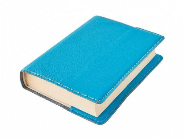 Kožený obal na knihu KLASIK M 22,7 x 36,3 cm - kůže modrá