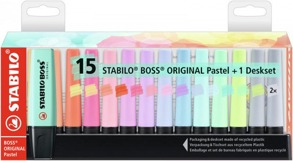 Zvýrazňovač STABILO BOSS ORIGINAL Pastel 15 ks