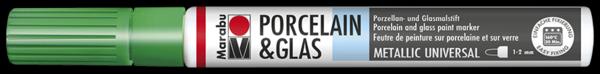 Marabu Popisovač na sklo/porcelán 1-2 mm - metalický zelený