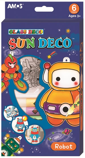 Barvy na sklo sada Robot - 6 barev 10,5 ml + 6 sklíček