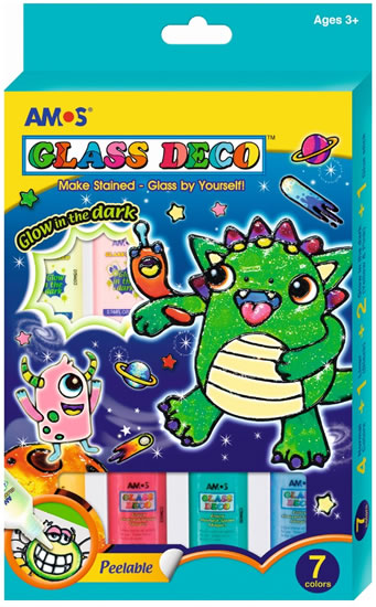 Barvy na sklo sada s barvami svítícími ve tmě - 7 barev 22 ml