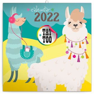 Kalendář 2022 poznámkový: Šťastné lamy, 30 × 30 cm (západní kalendárium)