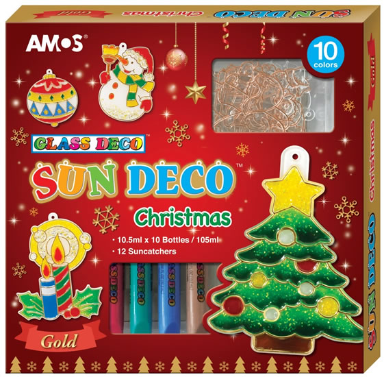 Barvy na sklo-Vánoční sada 10 barev 10,5 ml + 12 sklíček